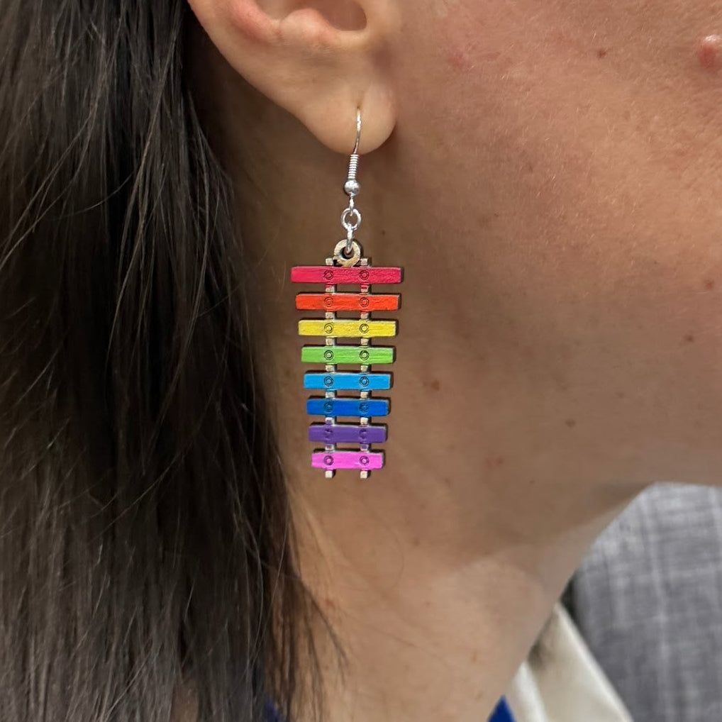 Rainbow Xylophone Wooden Earrings