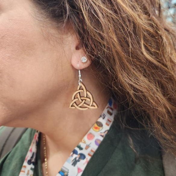 Celtic Trinity Knot Wooden Dangle Earrings - Cate's Concepts, LLC