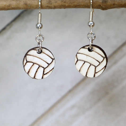 Classic Volleyball Wooden Dangle Earrings - Dangle - Cate's Concepts, LLC