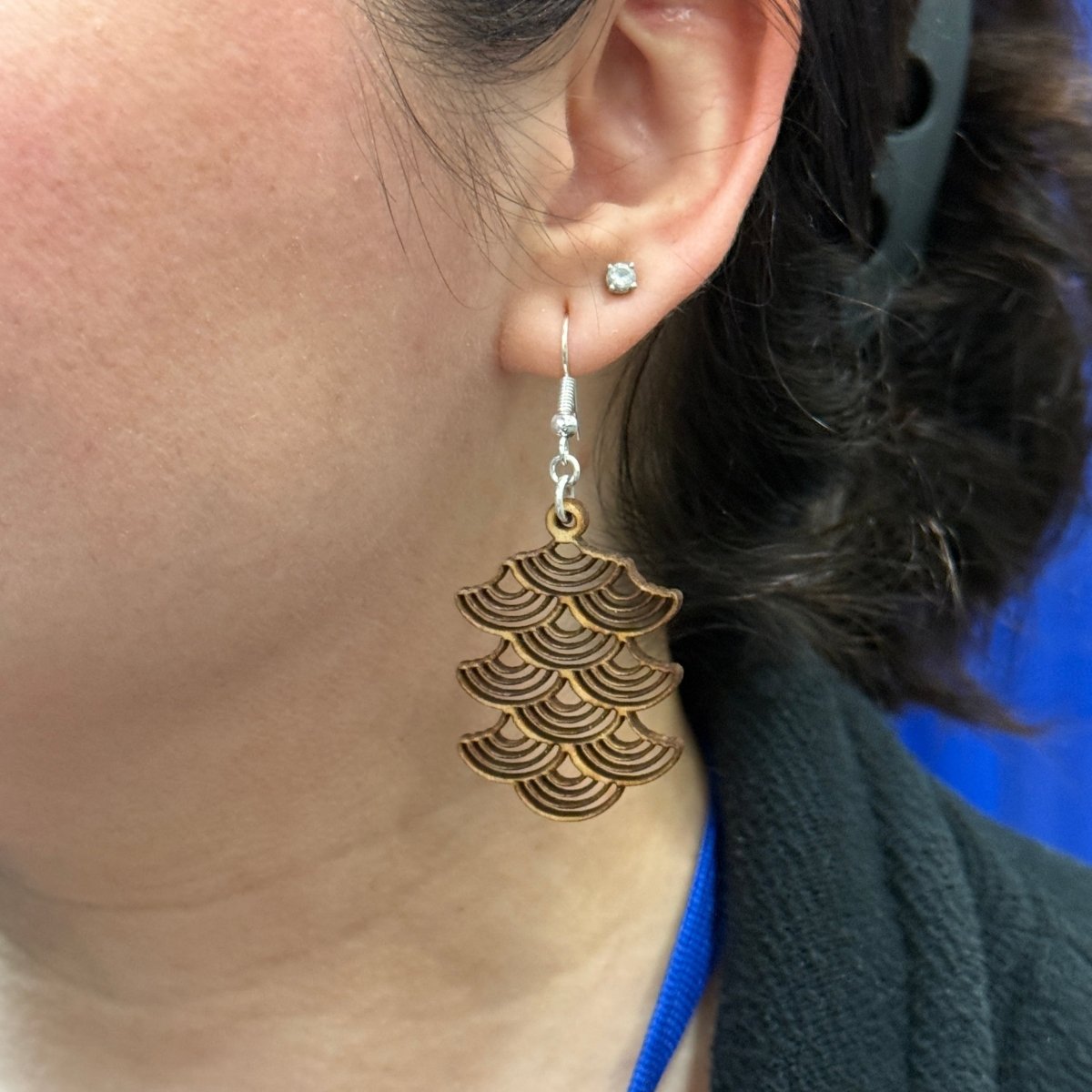 Deco Scallop Wooden Earrings - Cate's Concepts, LLC