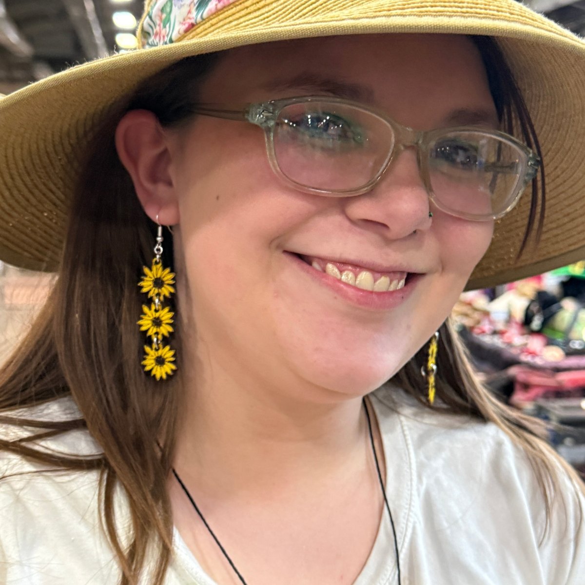 Enchanted Sunflower Chain Dangle Earrings - Cate's Concepts, LLC