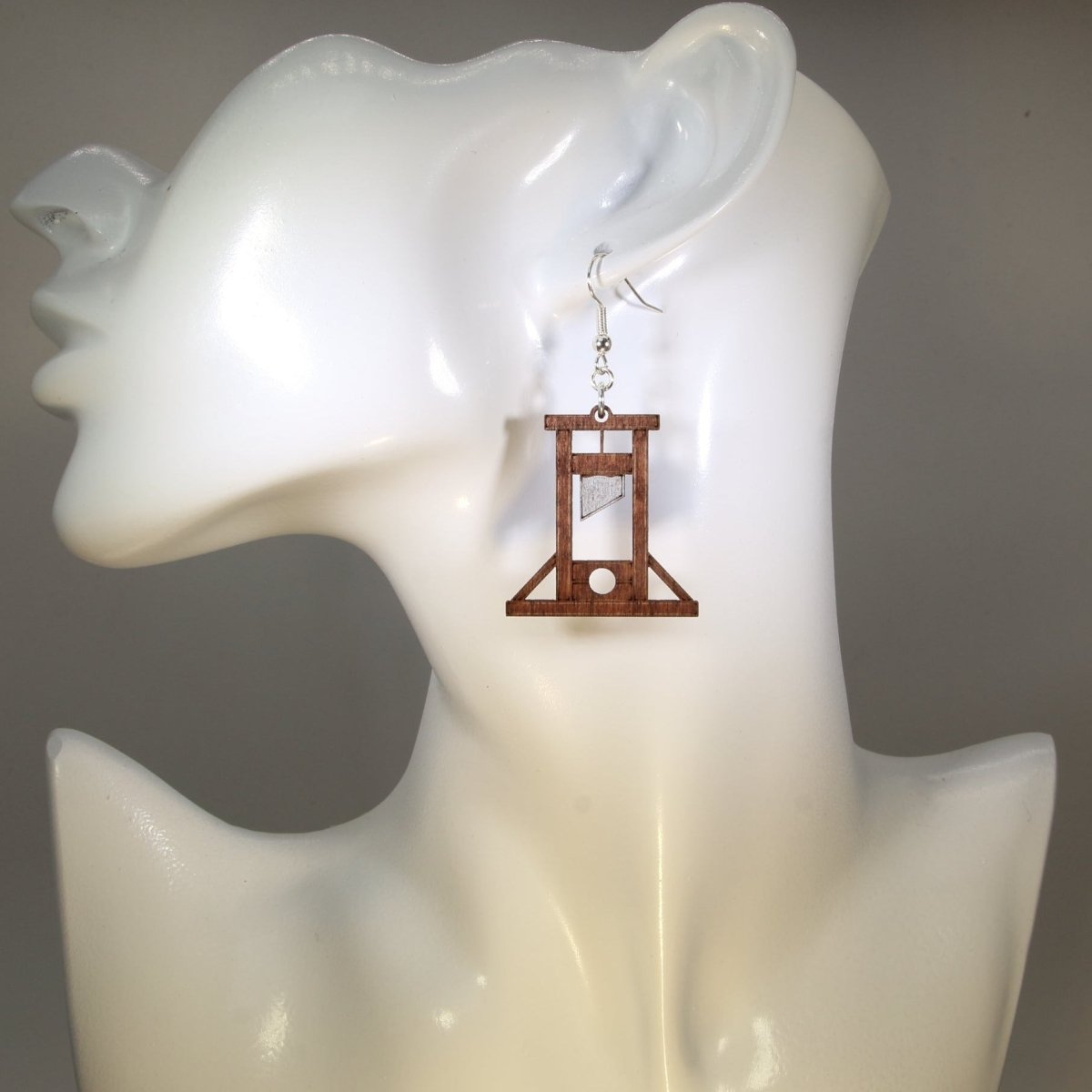 Guillotine Wooden Dangle Earrings - - Cate's Concepts, LLC