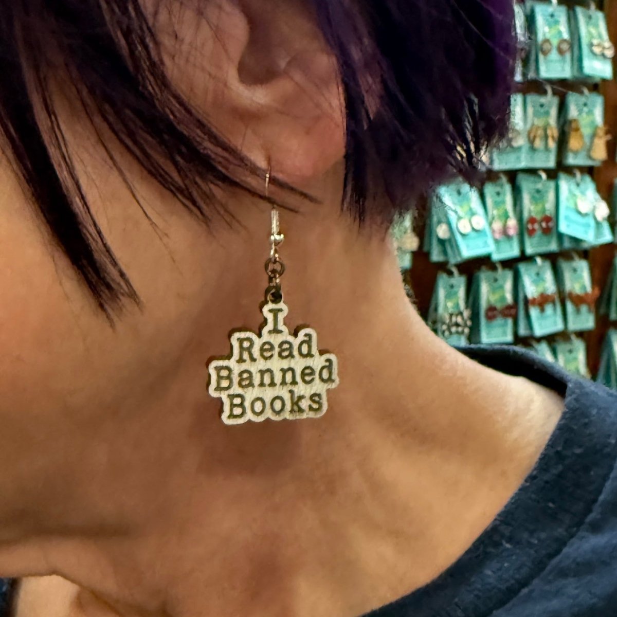 I Read Banned Books Dangle Earrings - Cate's Concepts, LLC