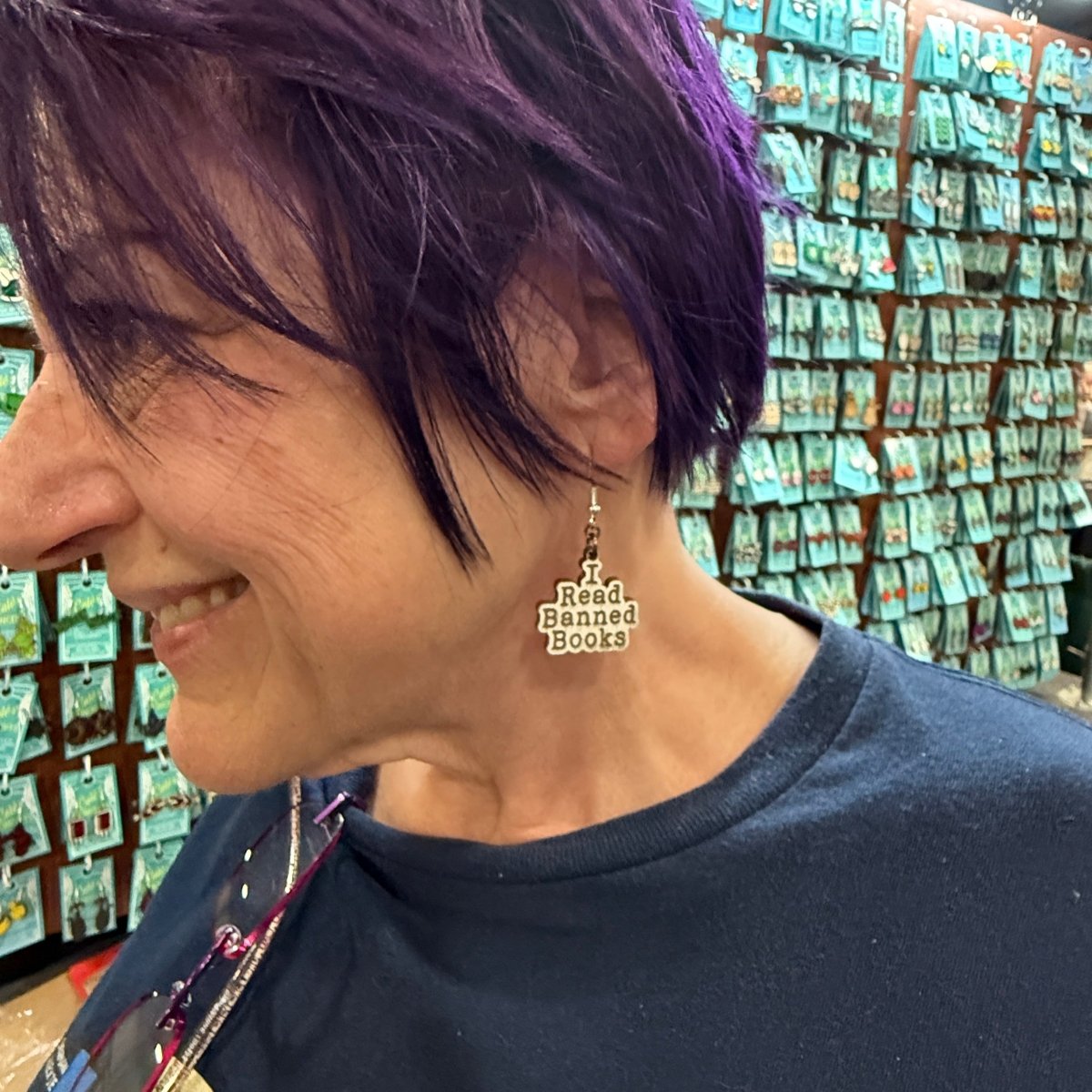 I Read Banned Books Dangle Earrings - Cate's Concepts, LLC