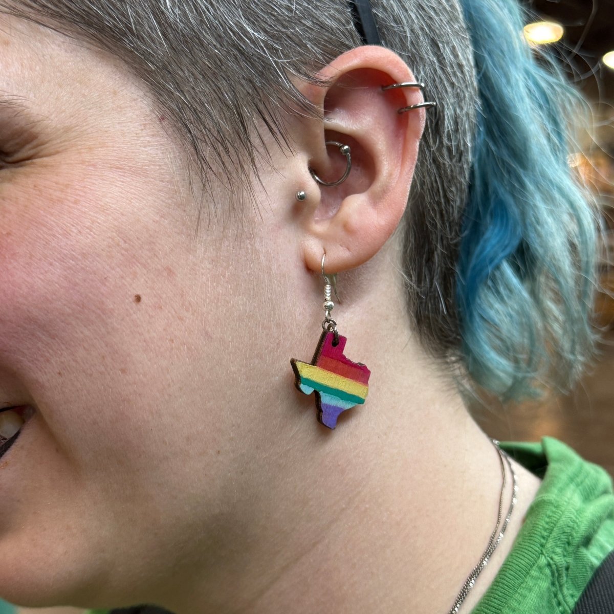 LGBTQIA+ Texas Pride Wooden Dangle Earrings - Cate's Concepts, LLC