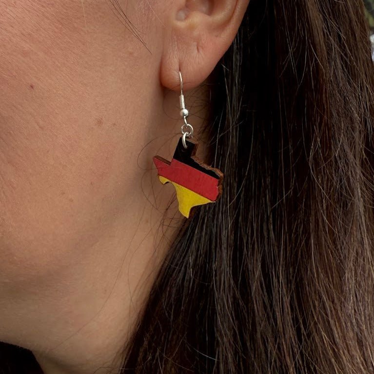 Lone Star Deutschland Wooden Dangle Earrings - Studs - Cate's Concepts, LLC
