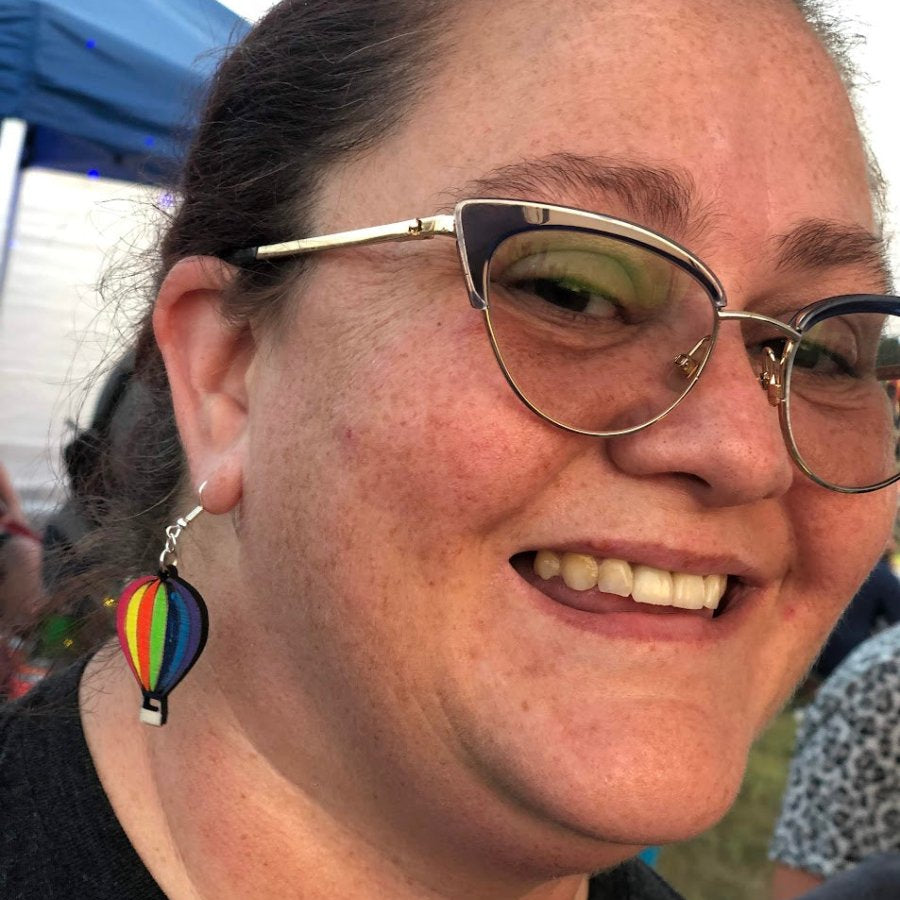 Rainbow Hot Air Balloon Dangle Earrings - - Cate's Concepts, LLC