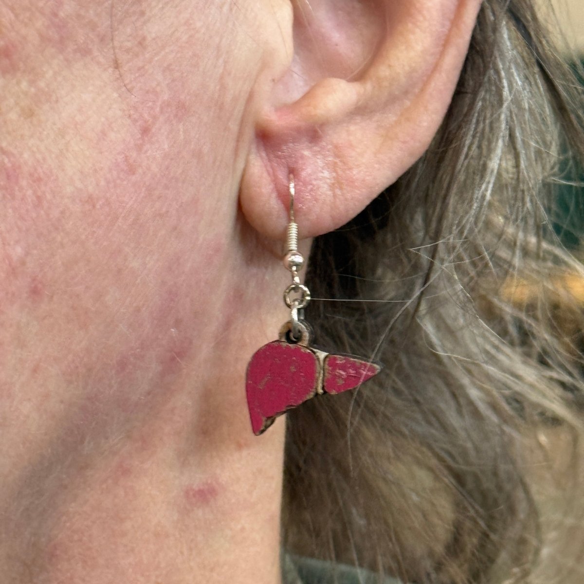 Realistic Human Liver Drop Earrings - fine jewelry - Cate's Concepts, LLC