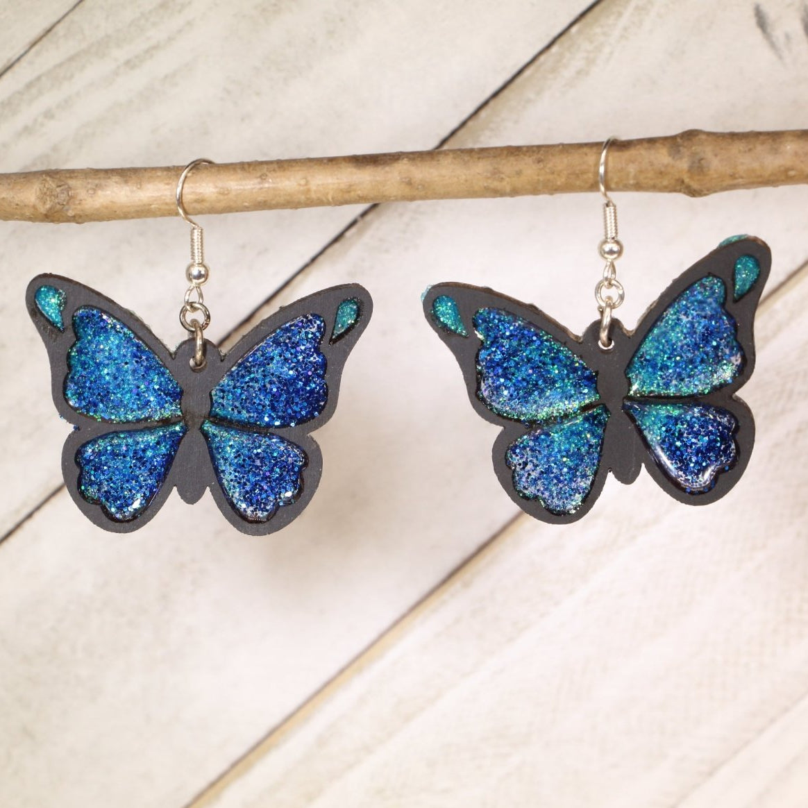 Sparkle Blue Butterfly Dangle Earrings - Cate's Concepts, LLC
