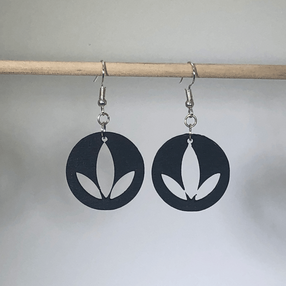 Hand-painted wooden lotus flower dangle earrings with serene spiritual yoga design and hypoallergenic sterling silver hooks, lightweight lotus statement jewelry earrings for meditation, mindfulness, and boho style