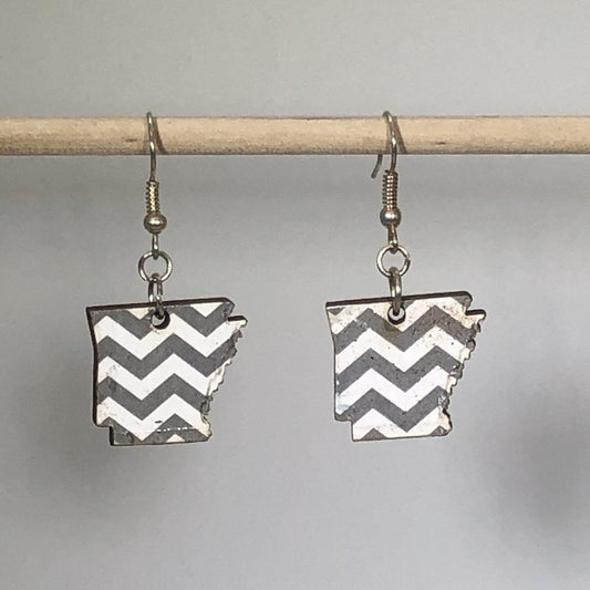 Arkansas State Chevron Wooden Dangle Earrings - - Cate's Concepts, LLC