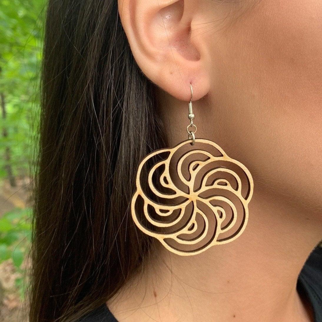 Art Deco Big Hurricane Dangle Earrings - - Cate's Concepts, LLC