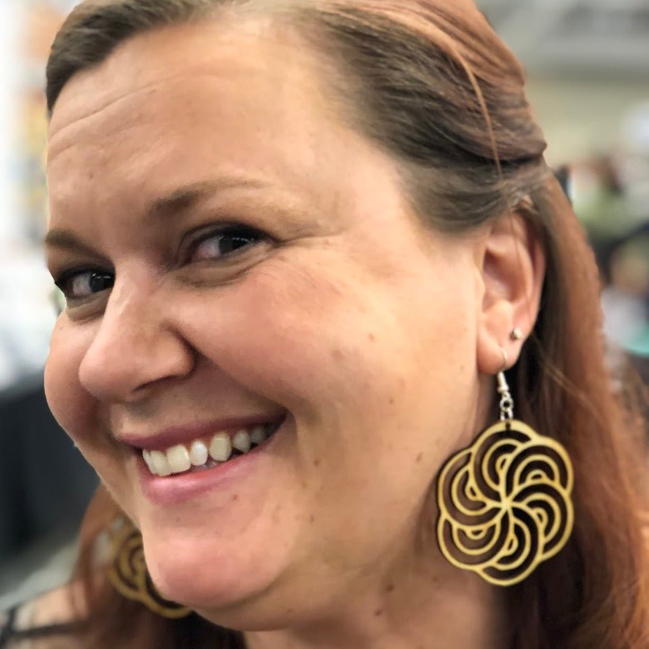 Art Deco Big Hurricane Dangle Earrings - - Cate's Concepts, LLC