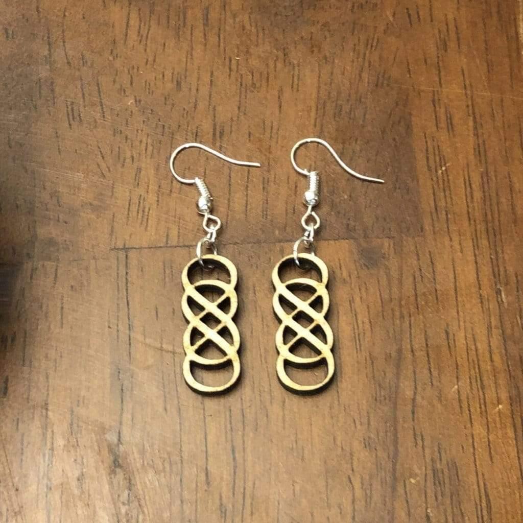 Art Deco Double Infinity Wooden Dangle Earrings - - Cate's Concepts, LLC