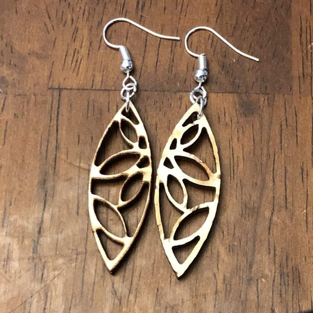 Art Deco Geometric Leaf Drop Dangle Earrings - - Cate's Concepts, LLC