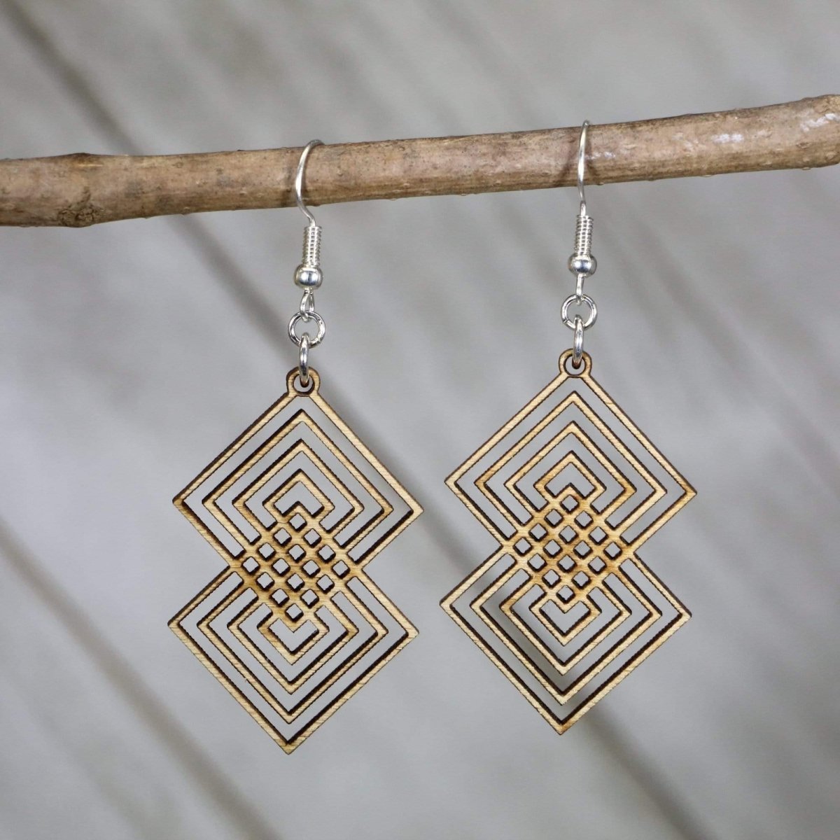 Art Deco Interlocking Diamond Dangle Earrings - - Cate's Concepts, LLC