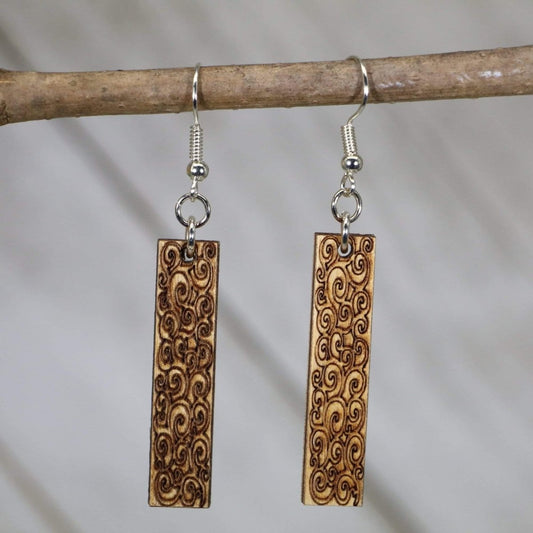 Art Nouveau Swirl Bar Dangle Earrings - - Cate's Concepts, LLC