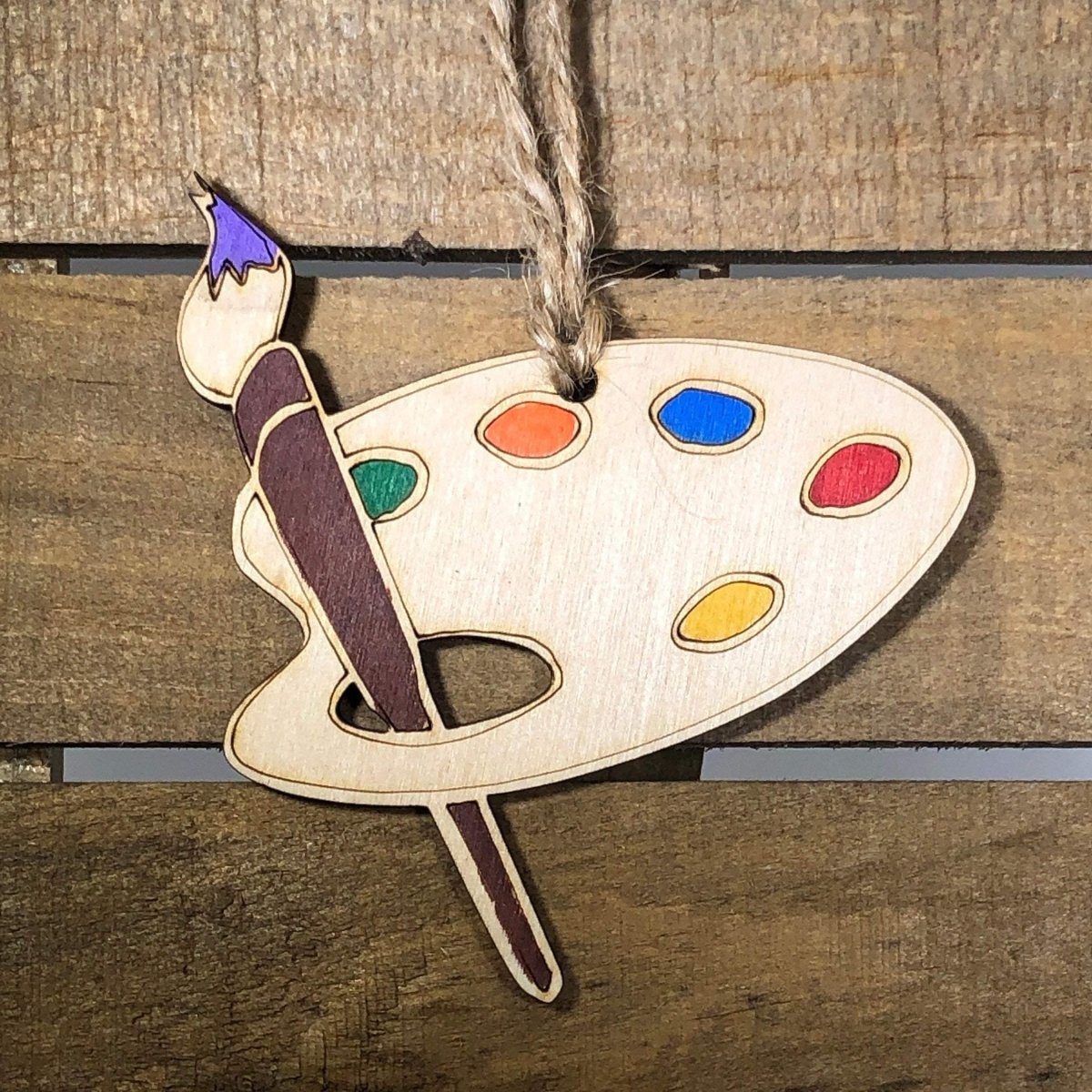 Artistic Paint Pallet Christmas Wooden Ornaments - - Cate's Concepts, LLC