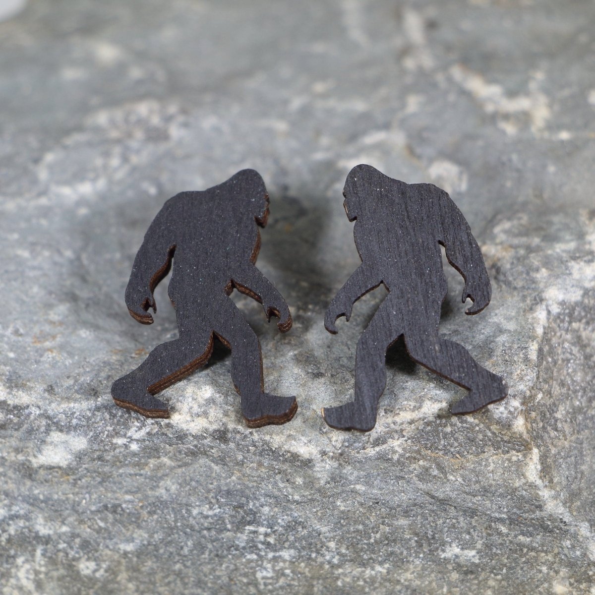 Bigfoot Wooden Dangle Earrings - Studs - Cate's Concepts, LLC