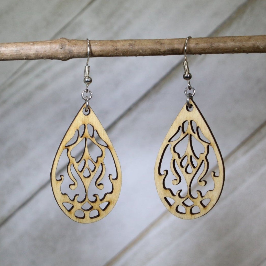 Boho Teardrop Wooden Dangle Earring - - Cate's Concepts, LLC