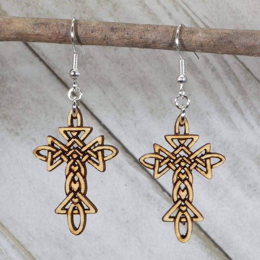 Celtic Knot Cross Dangle Earrings - - Cate's Concepts, LLC