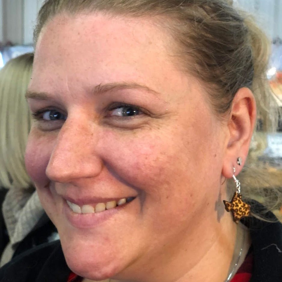 Cheetah Texas State Wooden Dangle Earrings - - Cate's Concepts, LLC