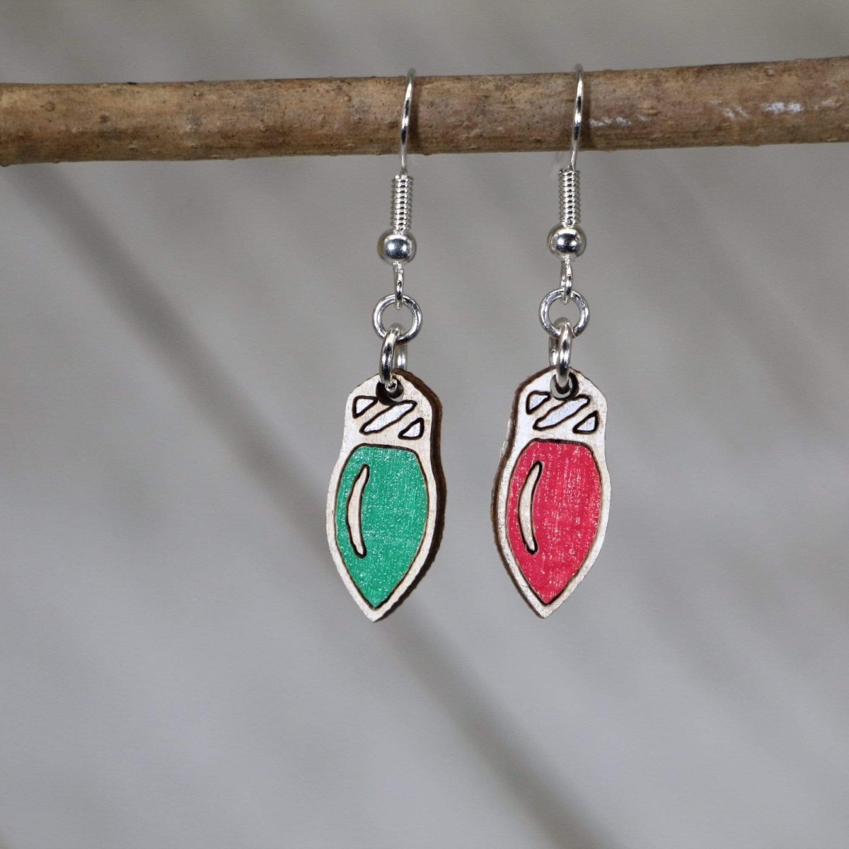 Christmas Lights Wooden Dangle Earrings - Dangle - Cate's Concepts, LLC