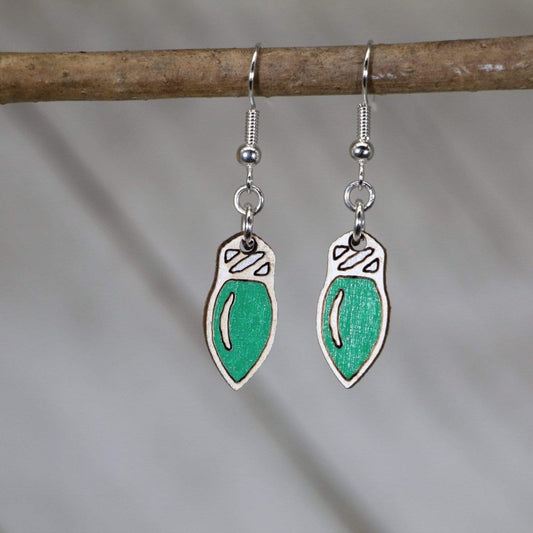 Christmas Lights Wooden Dangle Earrings - Dangle - Cate's Concepts, LLC