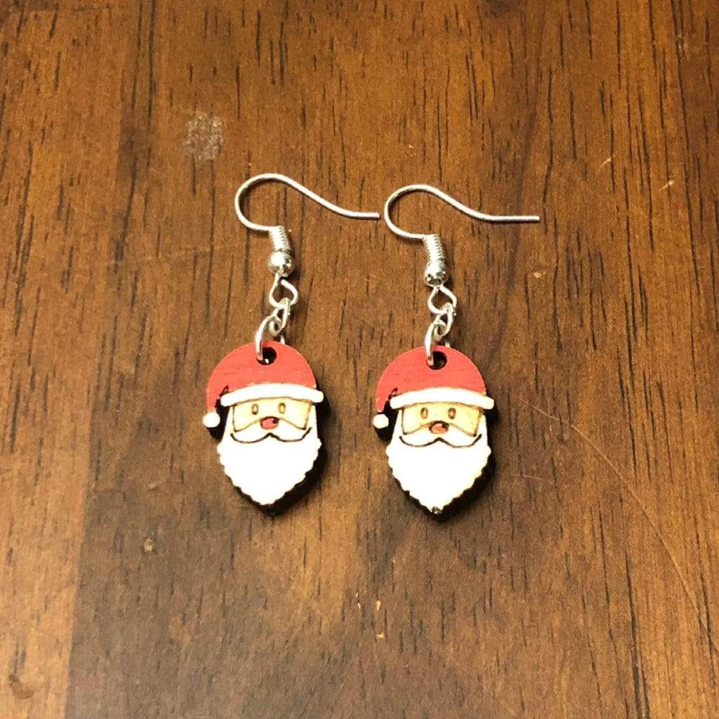Christmas Santa Wooden Dangle Earrings - Dangle - Cate's Concepts, LLC