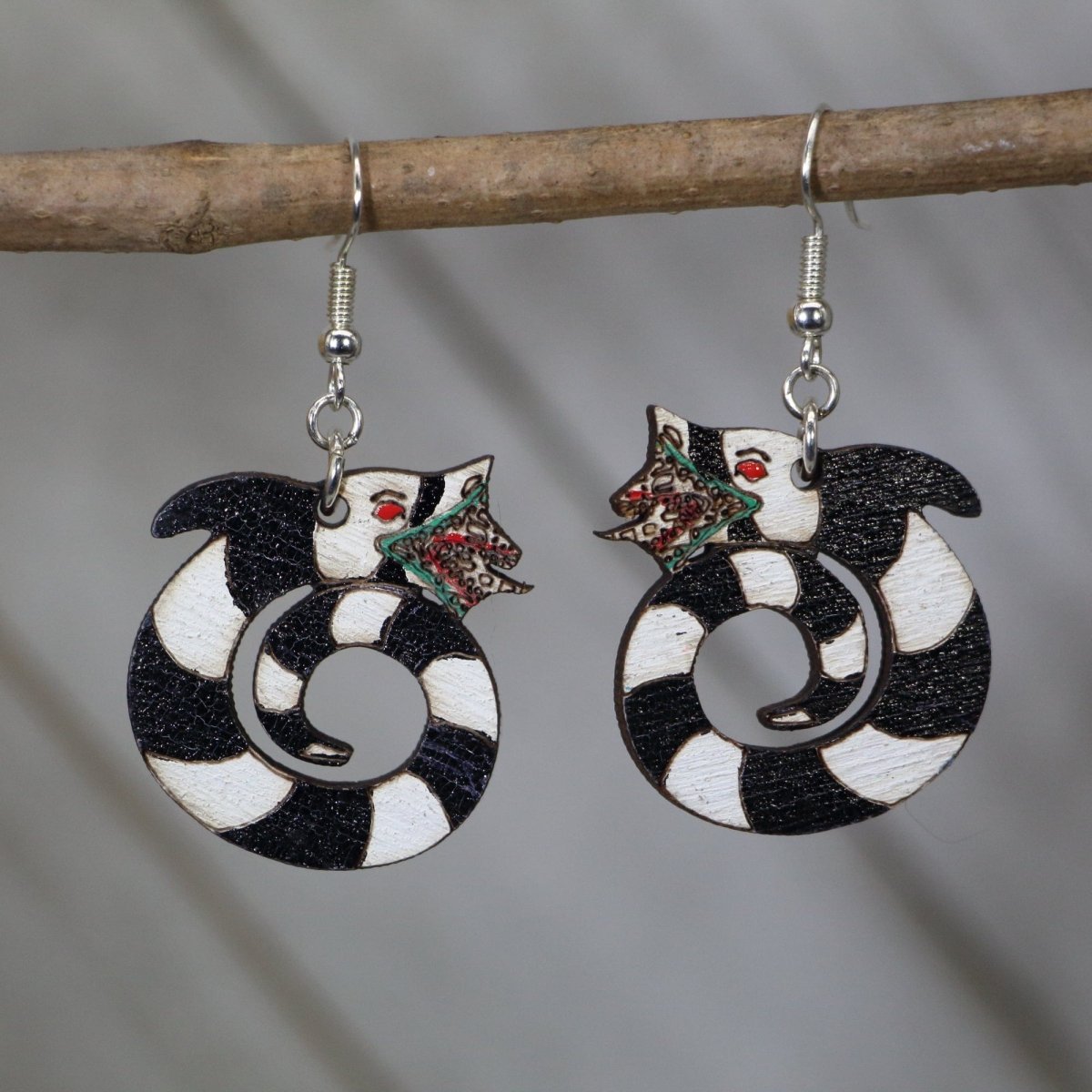 Coiled Sandworms Wooden Dangle Earrings - - Cate's Concepts, LLC
