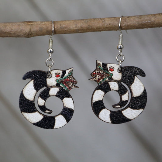 Coiled Sandworms Wooden Dangle Earrings - - Cate's Concepts, LLC