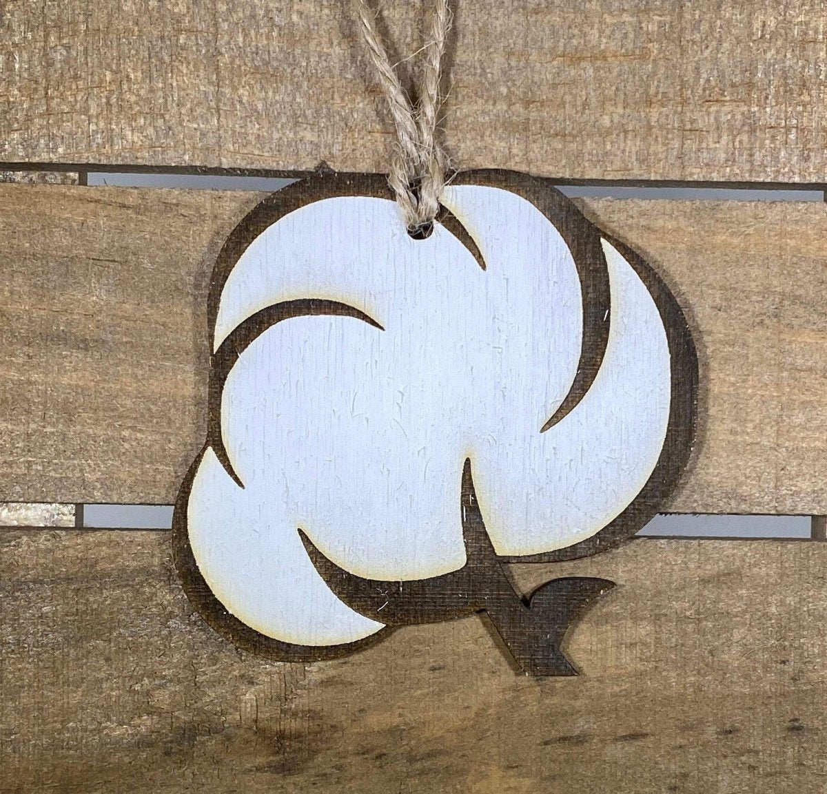 Cotton Boll Wooden Christmas Ornaments - - Cate's Concepts, LLC