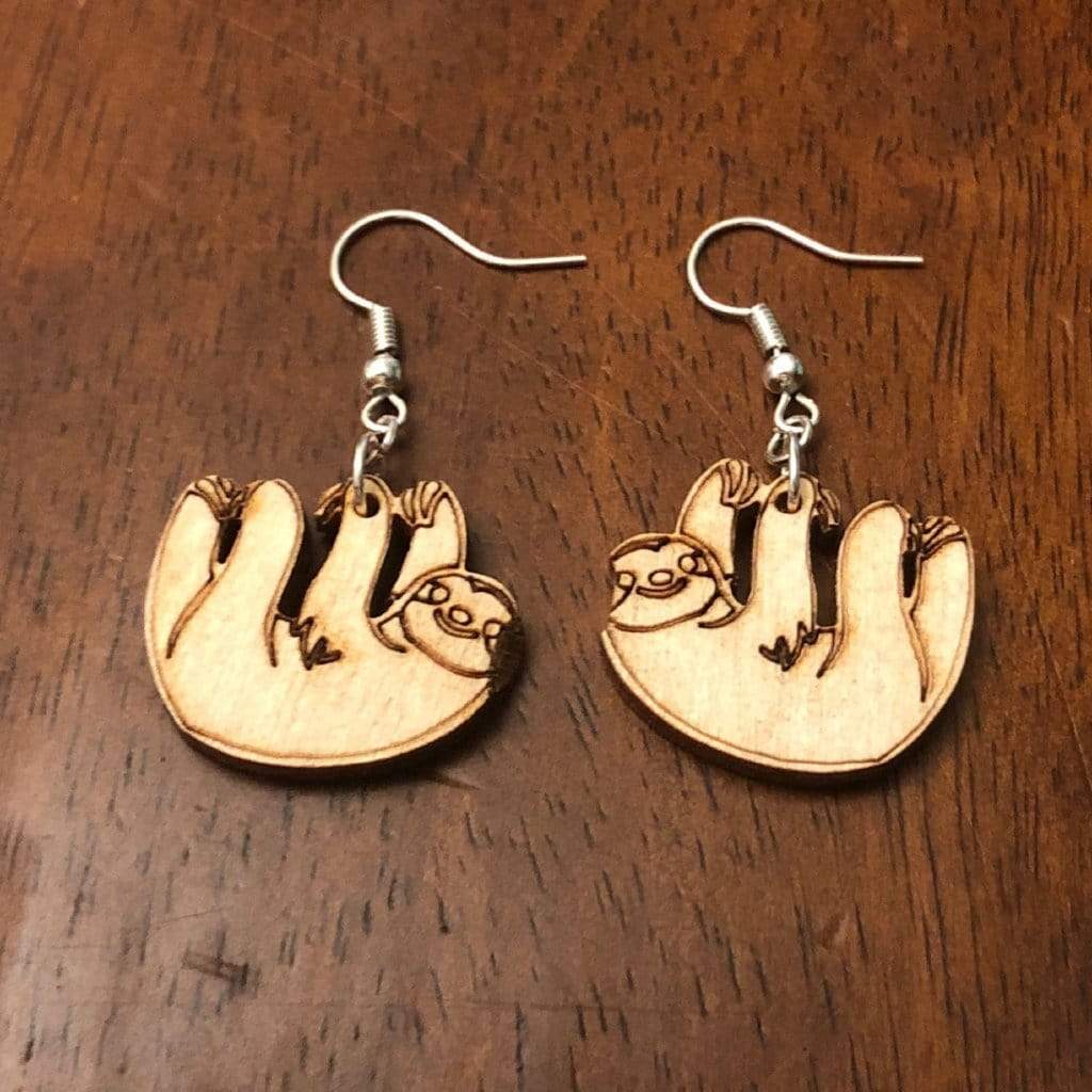 Cute Hanging Sloth Dangle Earrings - - Cate's Concepts, LLC