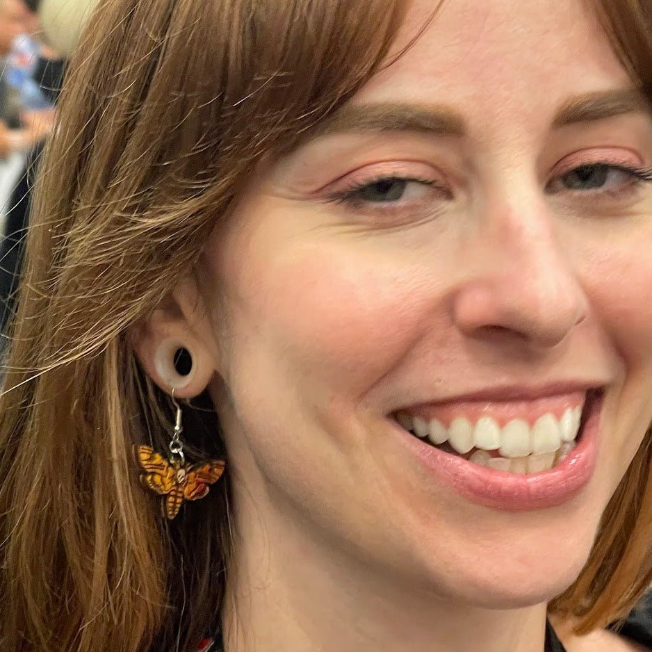 Death Head Hawkmoth Dangle Earrings - - Cate's Concepts, LLC