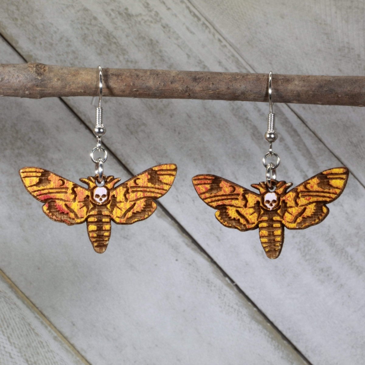 Death Head Hawkmoth Dangle Earrings - - Cate's Concepts, LLC