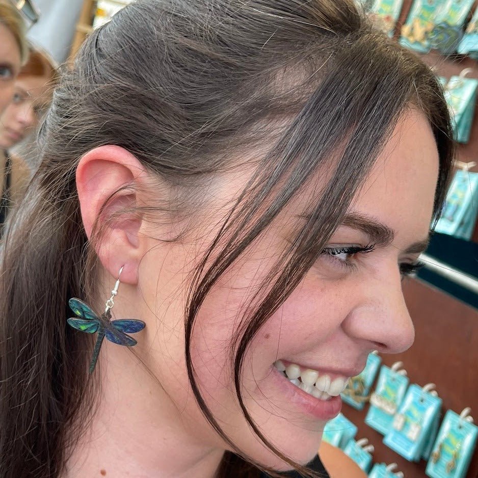 Dragonfly Wooden Dangle Earrings - - Cate's Concepts, LLC