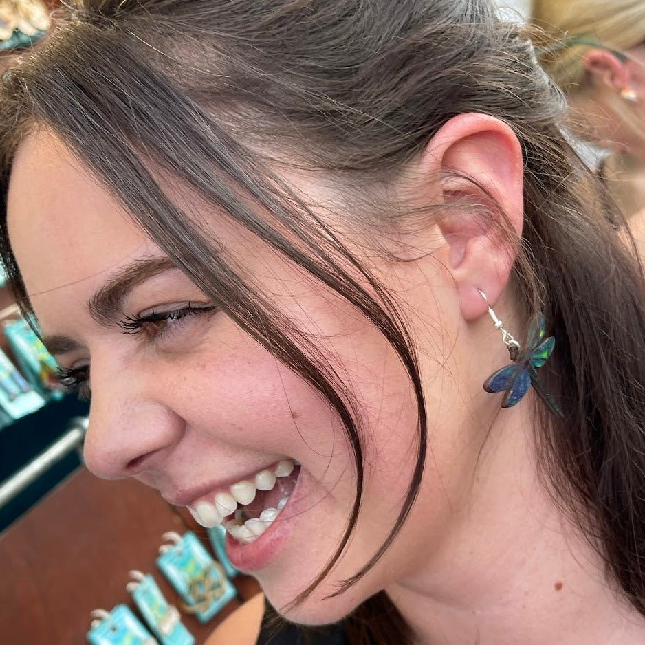 Dragonfly Wooden Dangle Earrings - - Cate's Concepts, LLC