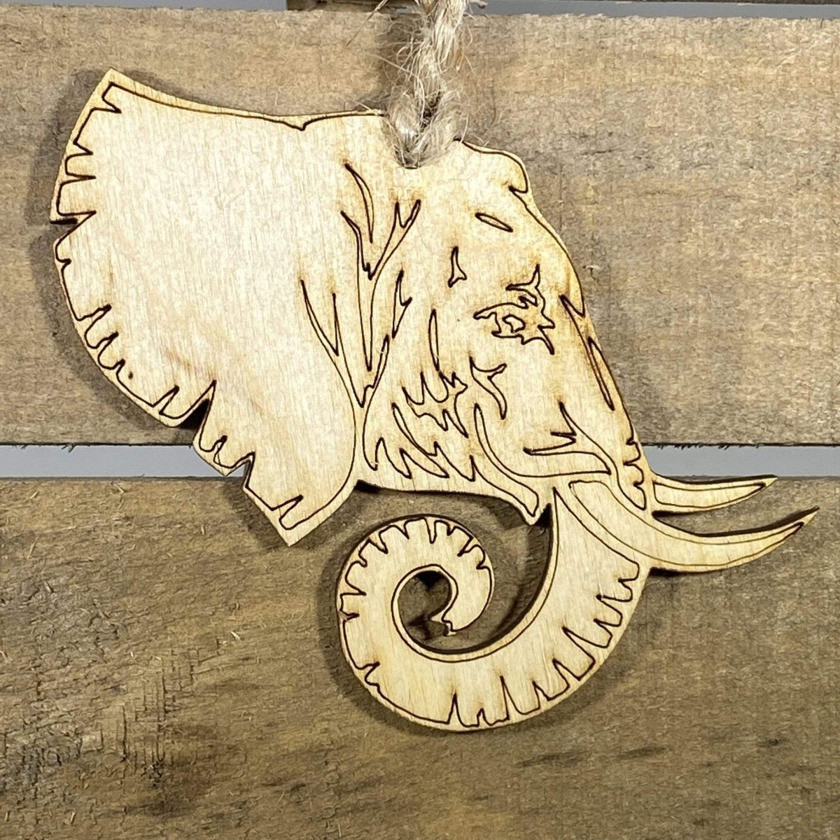 Elephant Profile Wooden Christmas Ornaments - - Cate's Concepts, LLC