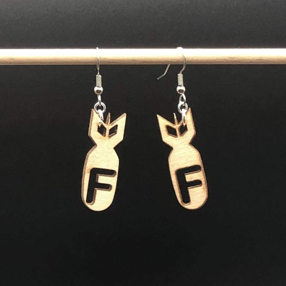 F Bomb Wooden Dangle Earrings - - Cate's Concepts, LLC