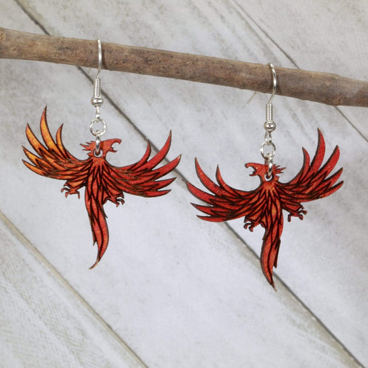 Flaming Phoenix Dangle Earrings - - Cate's Concepts, LLC