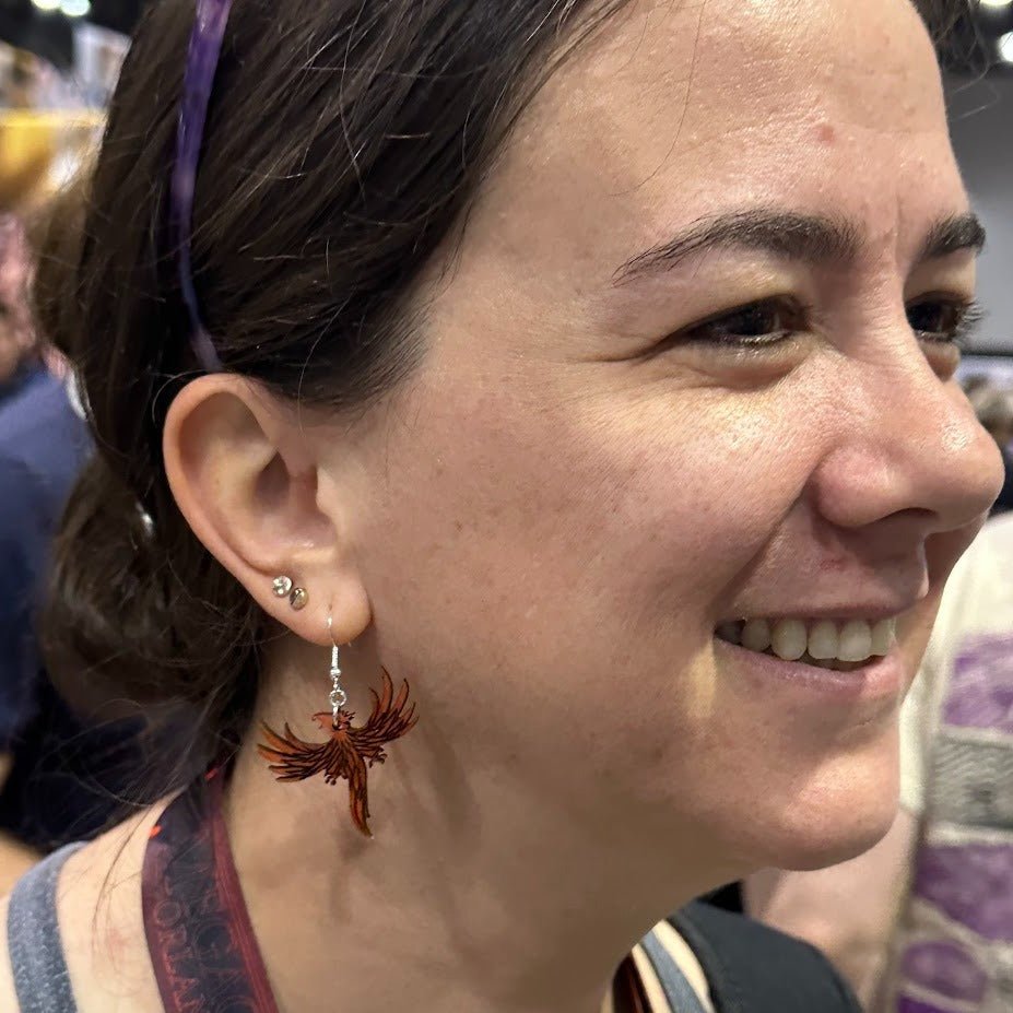 Flaming Phoenix Dangle Earrings - - Cate's Concepts, LLC