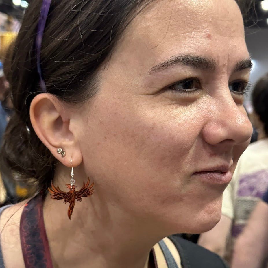 Flaming Phoenix Dangle Earrings - - Cate's Concepts, LLC