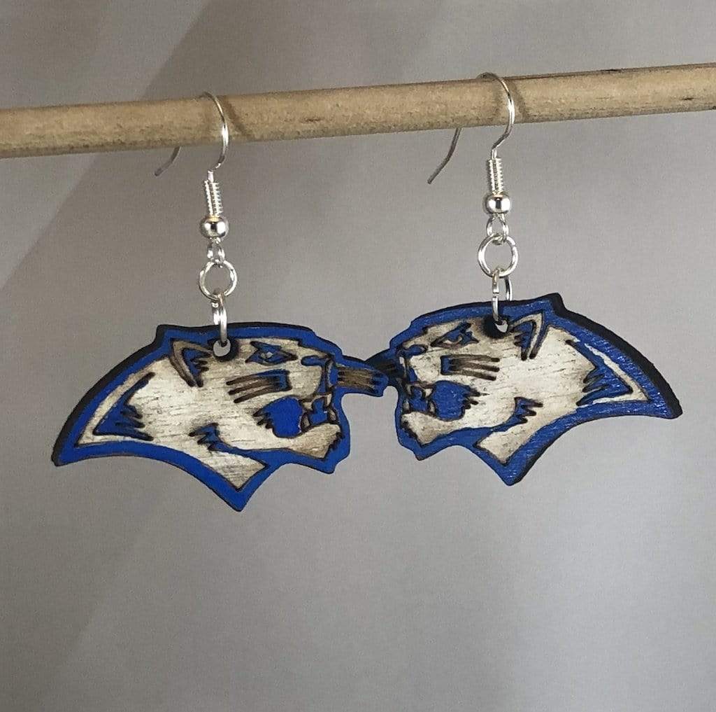 Flower Mound Jaguars Logo Wooden Dangle Earrings - - Cate's Concepts, LLC