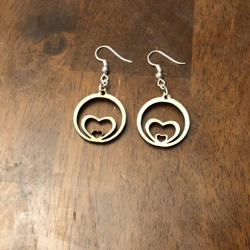 Growing Hearts Wooden Dangle Earrings - Natural - Cate's Concepts, LLC