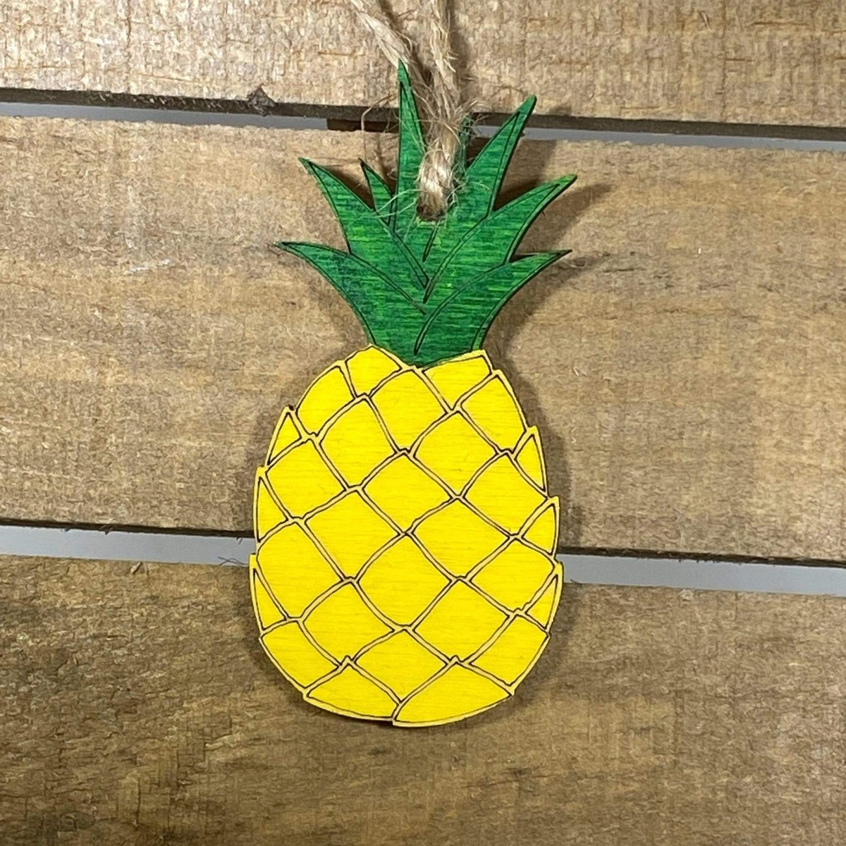 Hawaiian Pineapple Wooden Ornaments - - Cate's Concepts, LLC
