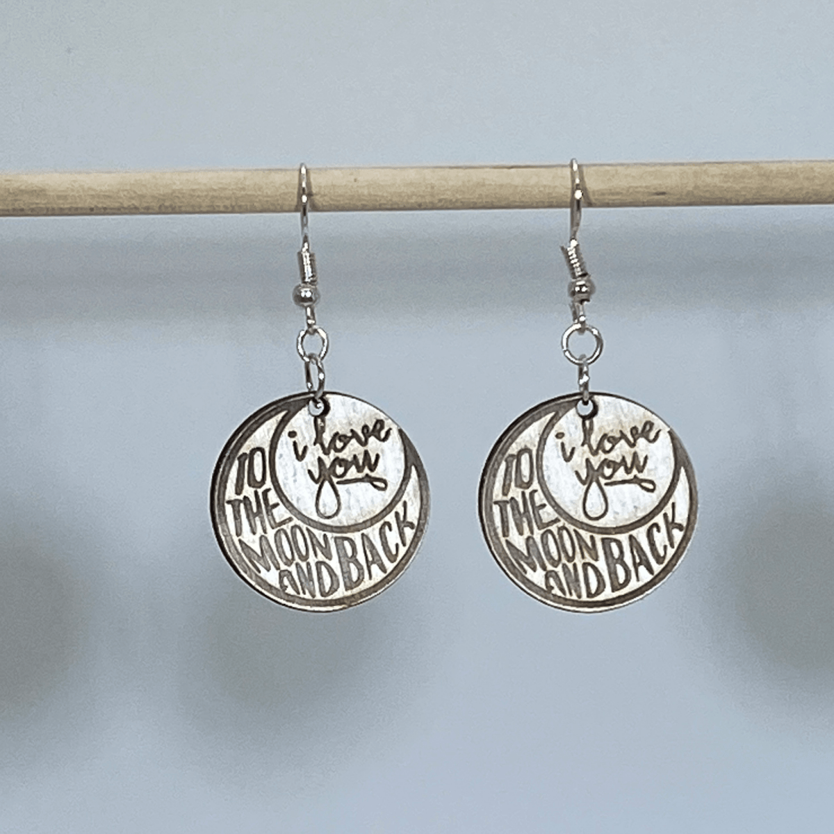 "I Love You to the Moon and Back" Earrings - - Cate's Concepts, LLC