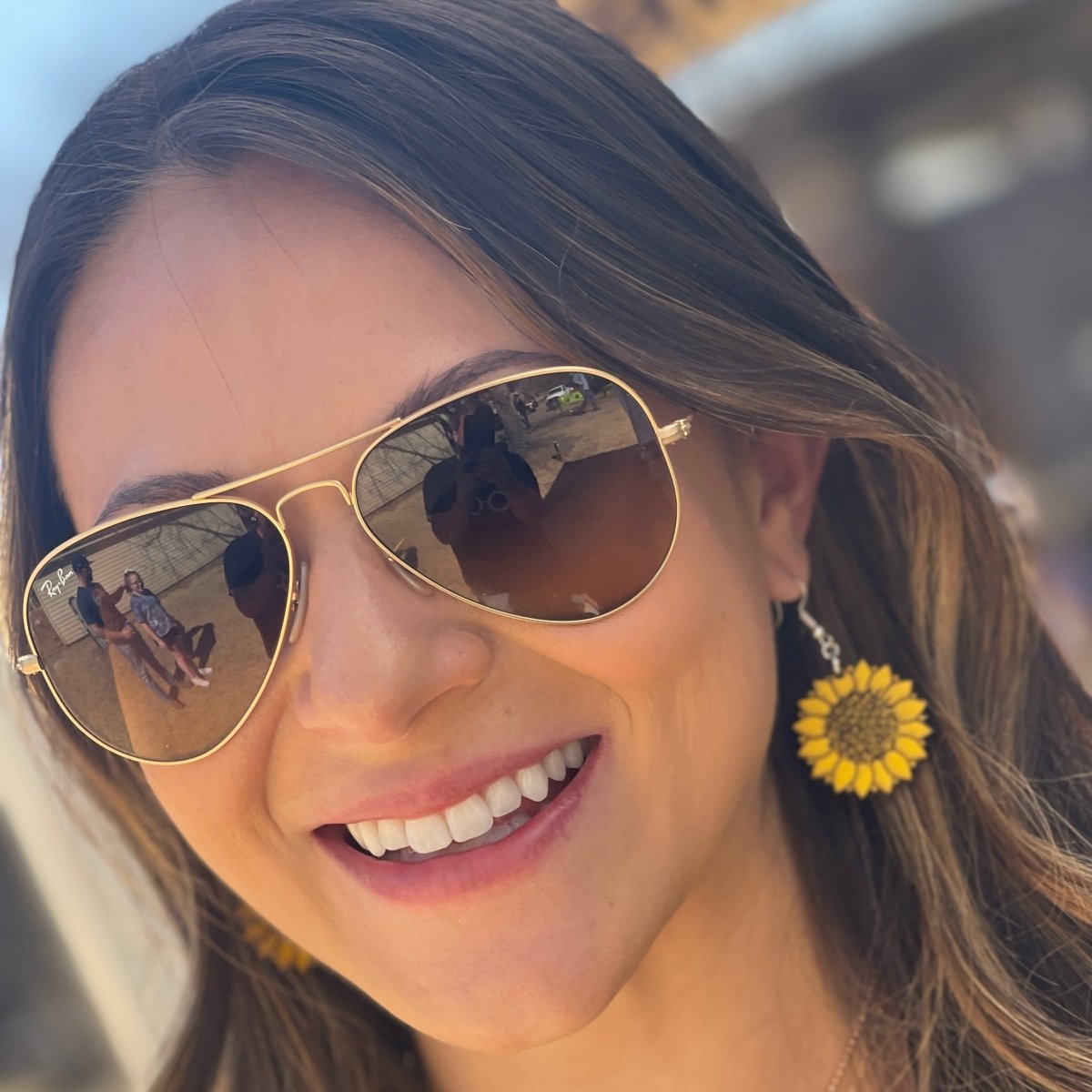Large Kansas Sunflower Dangle Earrings - - Cate's Concepts, LLC