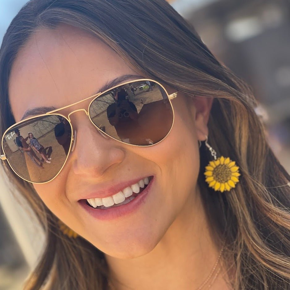 Large Kansas Sunflower Dangle Earrings - - Cate's Concepts, LLC