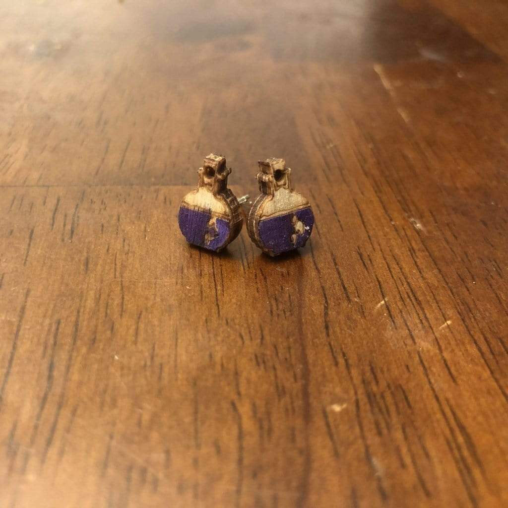 Mad Scientist Potion Bottle Dangle Earrings - Purple Stud - Cate's Concepts, LLC