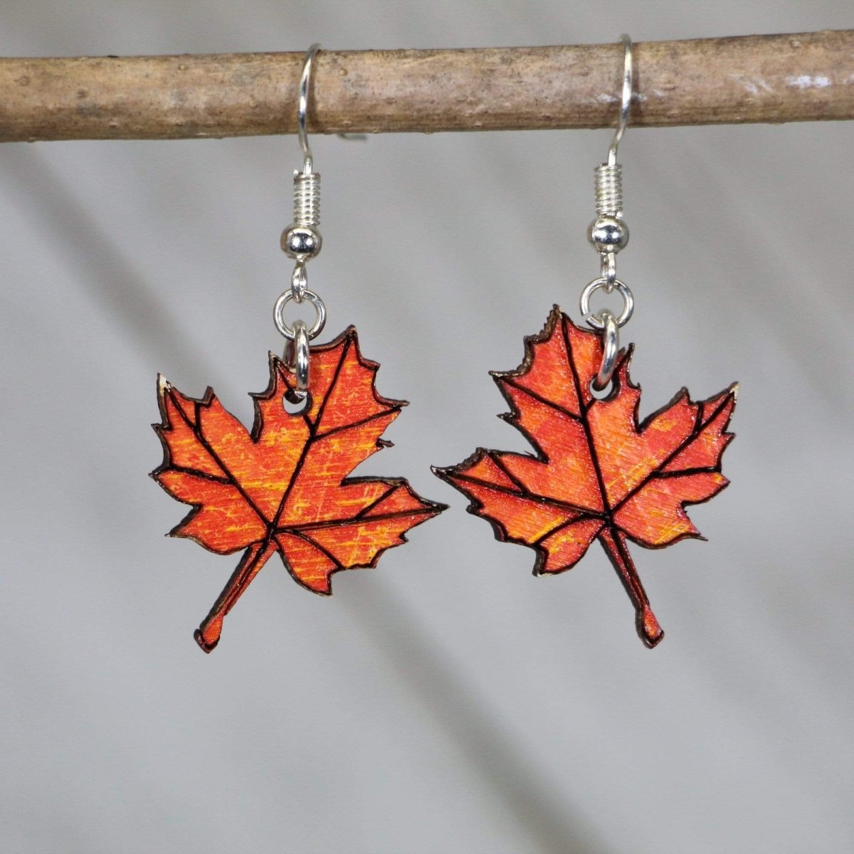 Maple Leaf Wooden Dangle Earrings - Dangle - Cate's Concepts, LLC
